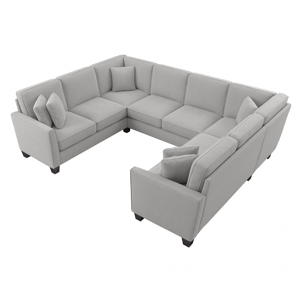 Bush Furniture Flare U-Shaped Sectional Couch, 35-3/4inH x 113inW x 87-1/16inD, Light Gray Microsuede Fabric, Standard Delivery