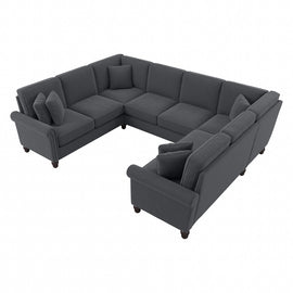Bush Furniture Coventry 113inW U-Shaped Sectional Couch, Dark Gray, Standard Delivery