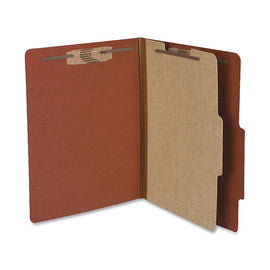 ACCO Durable Pressboard Classification Folders, Letter Size, 2in Expansion, 1 Partition, 60% Recycled, Earth Red, Box Of 10