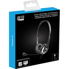 Load image into Gallery viewer, Adesso USB Stereo Headset With Adjustable Microphone, Black