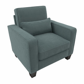 Bush Furniture Stockton Accent Chair With Arms, Turkish Blue Herringbone Fabric, Standard Delivery