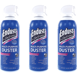 Endust 11384 Air Duster With Bitterant For Electronic Equipment, 10 Oz Can, Pack Of 3