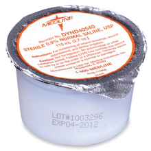 Load image into Gallery viewer, Medline Saline Sterile Water Solution Cups, 0.9%, 110 mL, Case Of 48 Cups