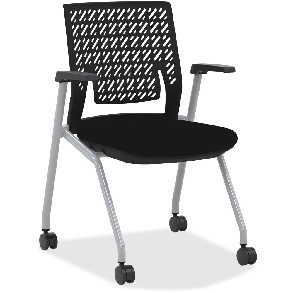 Mayline Thesis Flex-Back Stacking Chair, Black Seat/Gray Frame, Quantity: 2