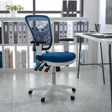Load image into Gallery viewer, Flash Furniture Ergonomic Mesh Mid-Back Executive Office Chair, Blue/White