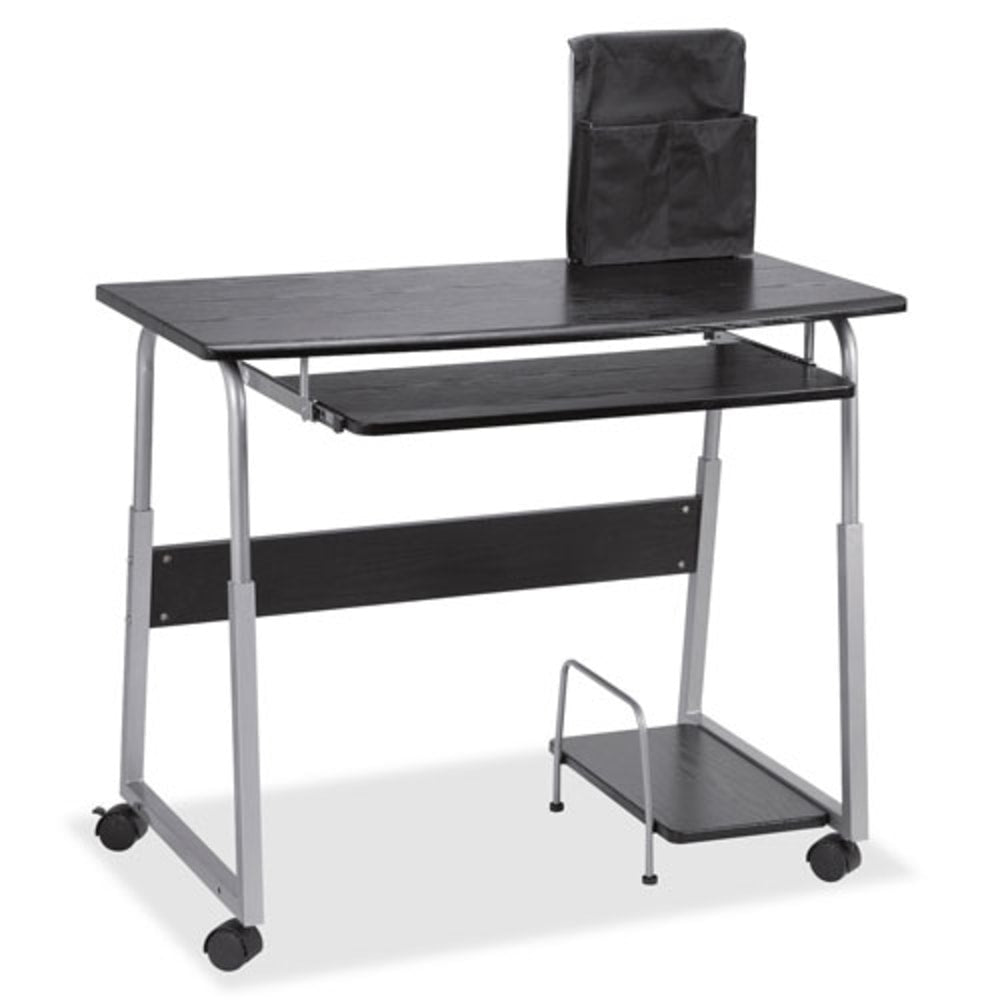 Lorell Mobile Computer Desk, Black/Silver