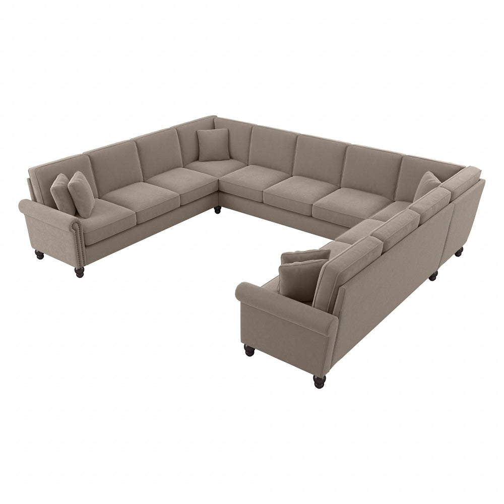 Bush Furniture Coventry 137inW U-Shaped Sectional Couch, Tan, Standard Delivery