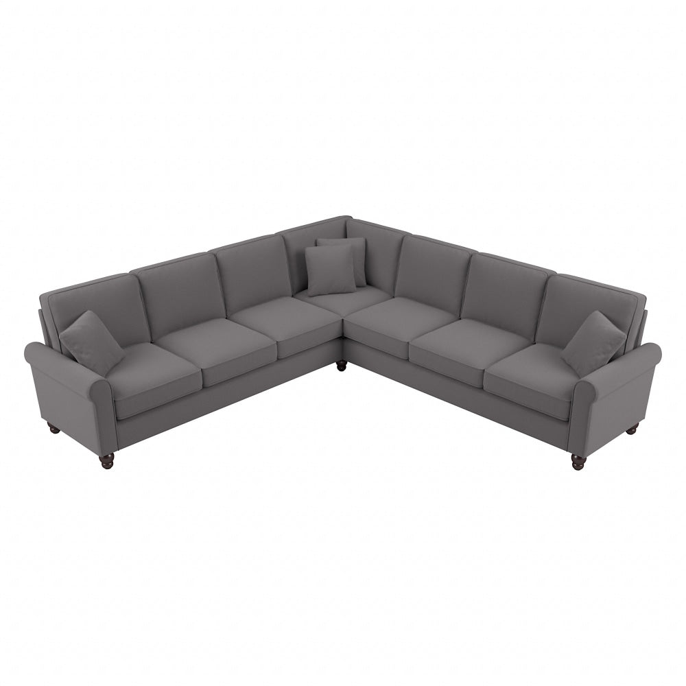 Bush Furniture Hudson 111inW L-Shaped Sectional Couch, French Gray Herringbone Fabric, Standard Delivery