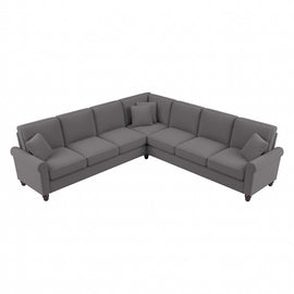 Bush Furniture Hudson 111inW L-Shaped Sectional Couch, French Gray Herringbone Fabric, Standard Delivery
