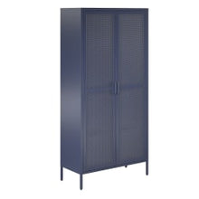 Load image into Gallery viewer, Ameriwood Home Novogratz Channing Tall 2-Door Mesh Metal Locker Cabinet, 72-13/16inH x 35-3/8inW x 15-3/4inD, Navy