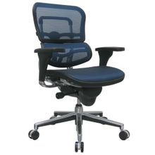 Load image into Gallery viewer, Eurotech Ergohuman Mid-Back Ergonomic Mesh Chair, Blue/Chrome