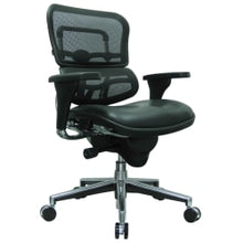 Load image into Gallery viewer, Eurotech Ergohuman Ergonomic Bonded Leather/Mesh Mid-Back Chair, Black/Chrome