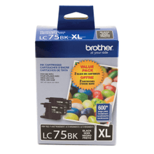 Load image into Gallery viewer, Brother LC75 Black High-Yield Ink Cartridges, Pack Of 2, LC75BK