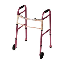 Load image into Gallery viewer, DMI Adjustable Aluminum Folding Walkers With 2-Button Release, 38inH x 25inW x 13inD, Pink Floral, Pack Of 2
