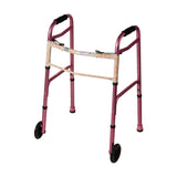 DMI Adjustable Aluminum Folding Walkers With 2-Button Release, 38inH x 25inW x 13inD, Pink Floral, Pack Of 2
