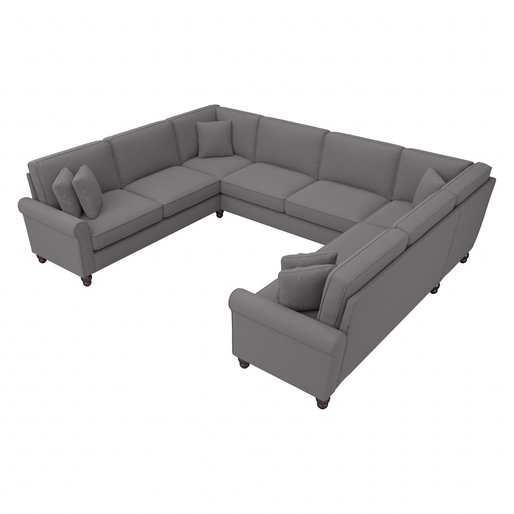 Bush Furniture Hudson 125inW U-Shaped Sectional Couch, French Gray Herringbone Fabric, Standard Delivery