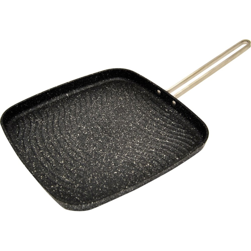 Starfrit The Rock 10in Grill Pan with Stainless Steel Wire Handle - Cooking, Grilling - Dishwasher Safe - Black - Cast Stainless Steel Handle