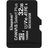 Kingston Canvas Select Plus SDCS2 32 GB Class 10/UHS-I (U1) microSDHC - 1 Pack - 100 MB/s Read - Lifetime Warranty