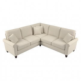 Bush Furniture Hudson 87inW L-Shaped Sectional Couch, Cream Herringbone, Standard Delivery