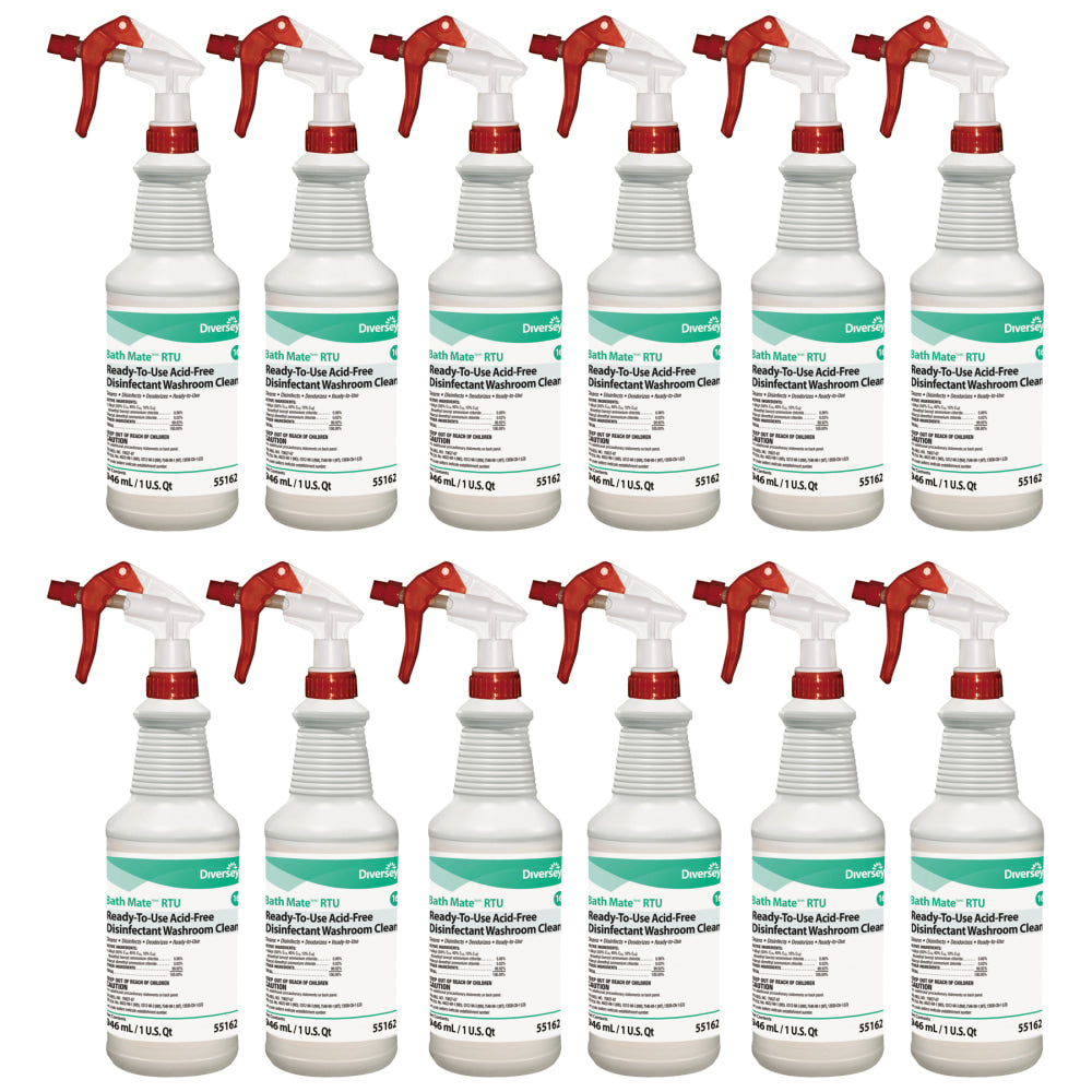 Diversey Bath Mate RTU Disinfectant/Cleaner, Fresh Scent, 32 Oz Bottle, Case Of 12