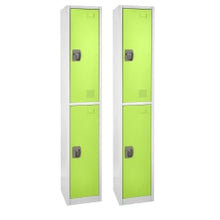 Load image into Gallery viewer, Alpine 2-Tier Steel Lockers, 72inH x 15inW x 15inD, Green, Set Of 2 Lockers