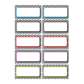 Ashley Productions Die-Cut Magnetic Nameplates, Black Chevron, 3inH x 1 1/2inW x 1/16inD, Assorted Colors, 10 Nameplates Per Pack, Set Of 5 Packs