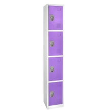Load image into Gallery viewer, Alpine AdirOffice 4-Tier Steel Lockers, 72inH x 12inW x 12inD, Purple, Pack Of 4 Lockers