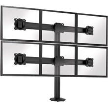 Load image into Gallery viewer, Chief Kontour Grommet Mounted Display Stand - For 4 or 6 Displays - Black - Height Adjustable - 27in to 30in Screen Support - 90 lb Load Capacity - 75 x 75, 100 x 100 - VESA Mount Compatible