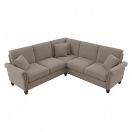 Bush Furniture Coventry 87inW L-Shaped Sectional Couch, Tan, Standard Delivery