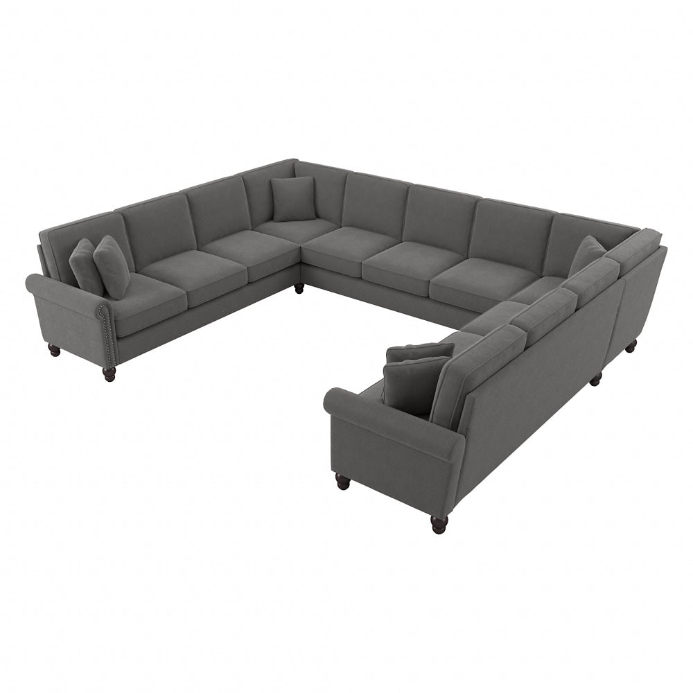 Bush Furniture Coventry 137inW U-Shaped Sectional Couch, French Gray Herringbone, Standard Delivery