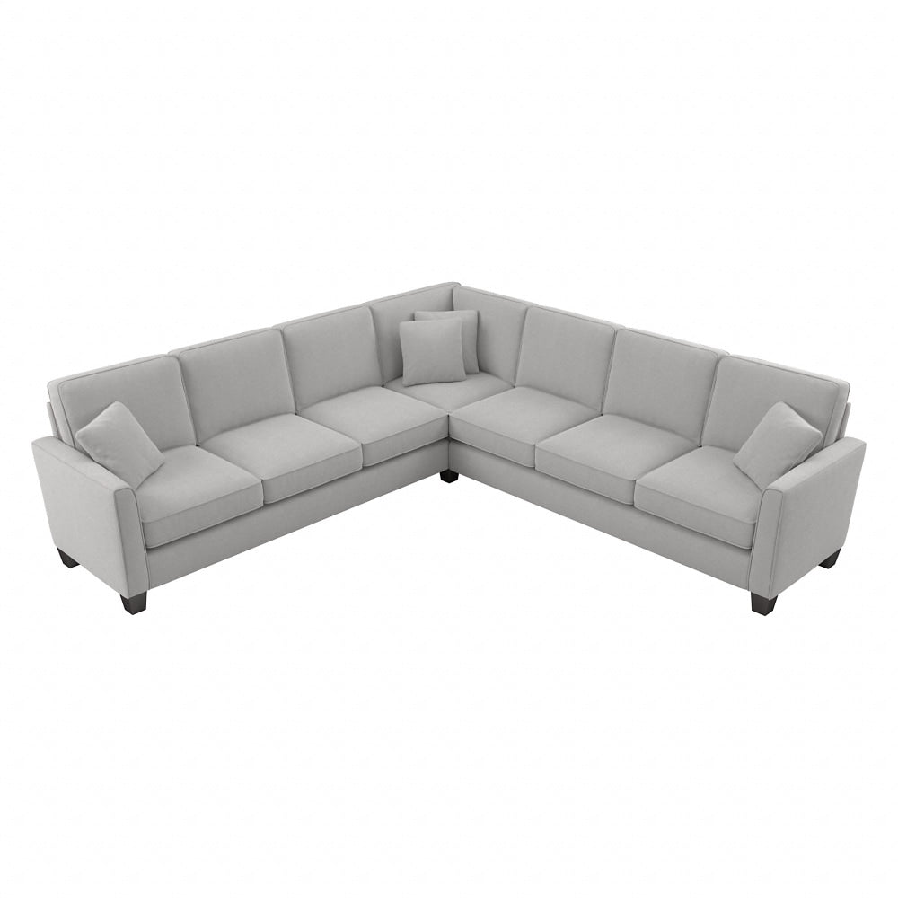 Bush Furniture Flare L-Shaped Sectional Couch, 35-3/4inH x 111-1/16inW x 111-1/16inD, Light Gray Microsuede Fabric, Standard Delivery