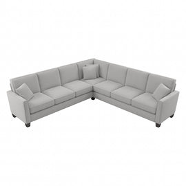 Bush Furniture Flare L-Shaped Sectional Couch, 35-3/4inH x 111-1/16inW x 111-1/16inD, Light Gray Microsuede Fabric, Standard Delivery