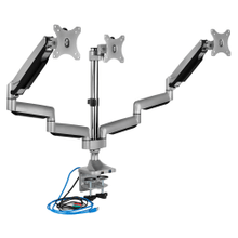 Load image into Gallery viewer, Mount-It! MI-2753 Triple-Monitor Mount, 15inH x 19inW x 7.5inD, Silver
