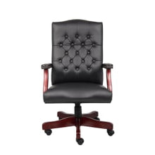 Load image into Gallery viewer, Boss Office Products Traditional Ergonomic High-Back Executive Chair, 47inH,Black/Mahogany