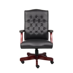 Boss Office Products Traditional Ergonomic High-Back Executive Chair, 47inH,Black/Mahogany