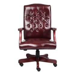 Boss Office Products Traditional Ergonomic High-Back Executive Chair, 47inH, Burgundy/Mahogany