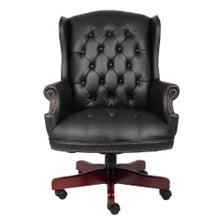 Load image into Gallery viewer, Boss Office Products Traditional Ergonomic Vinyl High-Back Executive Chair, Black/Mahogany