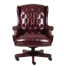 Load image into Gallery viewer, Boss Office Products Traditional Ergonomic High-Back Chair, 44inH, Burgundy/Mahogany