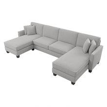 Load image into Gallery viewer, Bush Furniture Flare Sectional Couch With Double Chaise Lounge, 35-3/4inH x 131inW x 62-1/4inD, Light Gray Microsuede Fabric, Standard Delivery