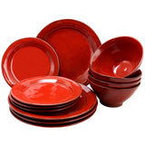 Gibson Elite Terranea 12-Piece Dinnerware Set, Red
