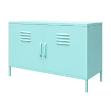 Load image into Gallery viewer, Ameriwood Home Cache 2-Door Metal Locker Accent Cabinet, 25-1/4inH x 39-3/8inW x 15-3/4inD, Mint