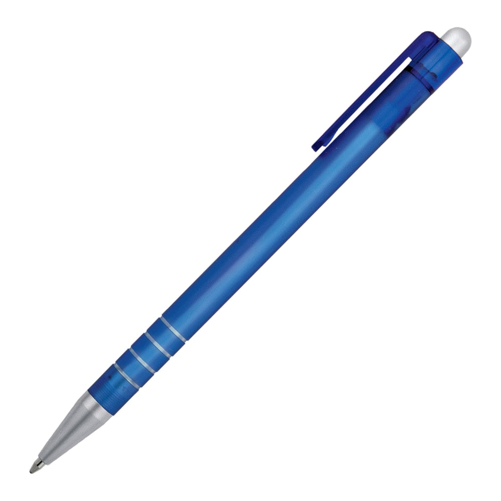 SKILCRAFT AbilityOne Nonrefillable Rubberized Retractable Pens, Medium Point, Blue Barrel, Blue Ink, Pack Of 12 Pens