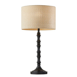 Adesso Laredo Table Lamp, 26inH, Natural Shade/Black Base