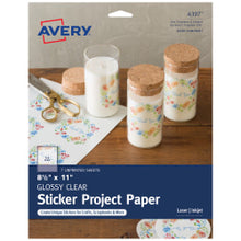 Load image into Gallery viewer, Avery Printable Sticker Paper For Laser &amp; Inkjet Printers, 8.5in x 11in, Glossy Clear, 7 Craft Paper Sheets
