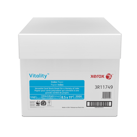 Xerox Vitality Index Copier Paper, Letter Size (8 1/2in x 11in), Pack Of 250 Sheets, 110 Lb, 96 (U.S.) Brightness, FSC Certified, White, Case Of 8 Reams