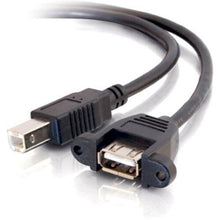 Load image into Gallery viewer, C2G 1ft Panel-Mount USB 2.0 A Female to B Male Cable - Type A Female USB - Type B Male USB - 1ft - Black