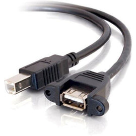 C2G 1ft Panel-Mount USB 2.0 A Female to B Male Cable - Type A Female USB - Type B Male USB - 1ft - Black