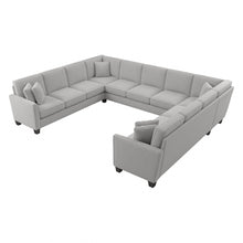 Load image into Gallery viewer, Bush Furniture Flare U-Shaped Sectional Couch, 35-3/4inH x 137-1/16inW x 111-1/16inD, Light Gray Microsuede Fabric, Standard Delivery