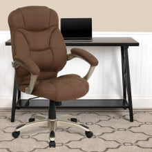 Load image into Gallery viewer, Flash Furniture Ergonomic Microfiber High-Back Chair, Brown/Black/Titanium