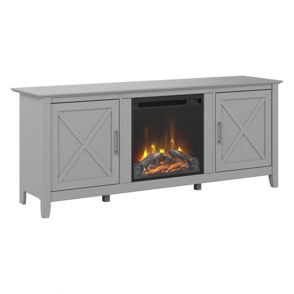 Bush Furniture Key West Electric Fireplace TV Stand for 70in TVs, 25-2/5inH x 60-1/4inW x 15-5/7inD, Cape Cod Gray, Standard Delivery
